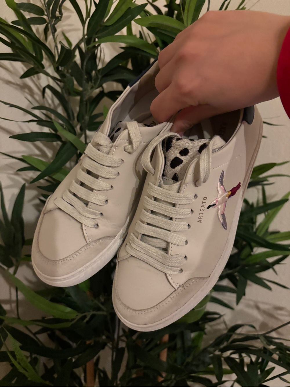 Axel Arigato White Leather Sneakers with Embroidered Bird